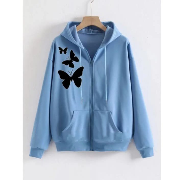 Women Winter Stylish Printed Zipper hoodie