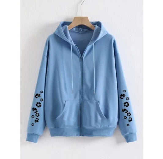 Women Winter Stylish Printed Zipper hoodie