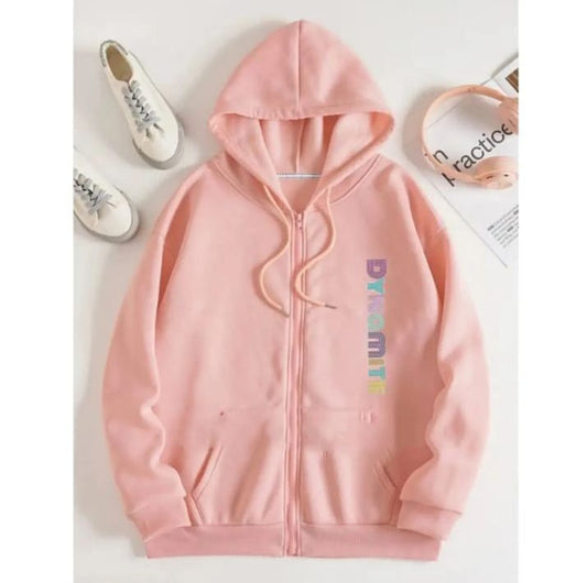 Women Winter Stylish Printed Zipper hoodie