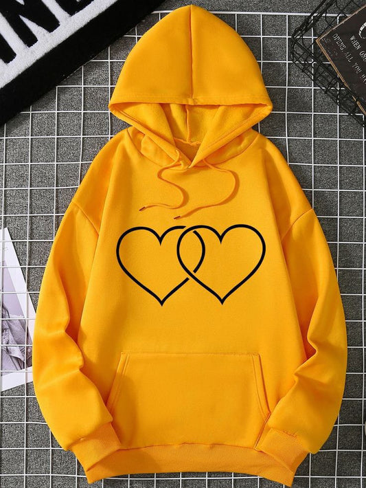 Women Winter Heart  Printed hoodie