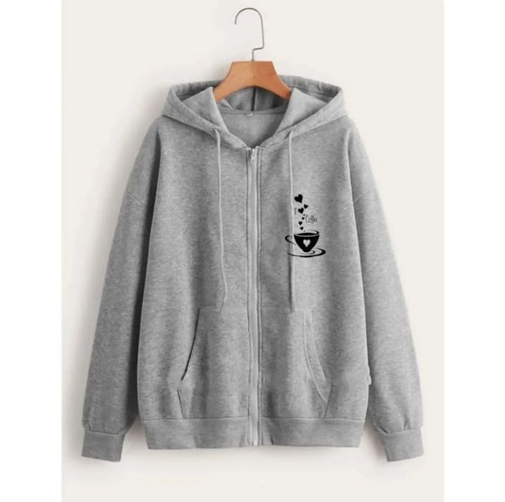 Women Winter Stylish Printed Zipper hoodie