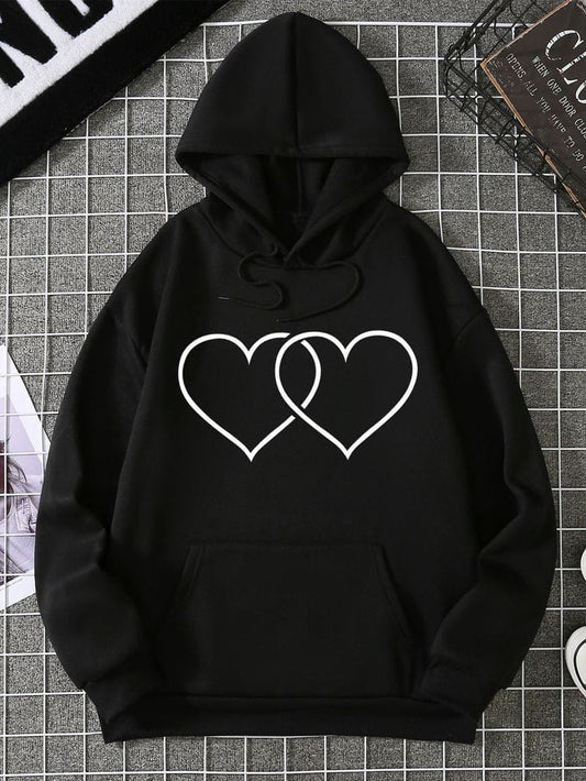 Women Winter Heart  Printed hoodie