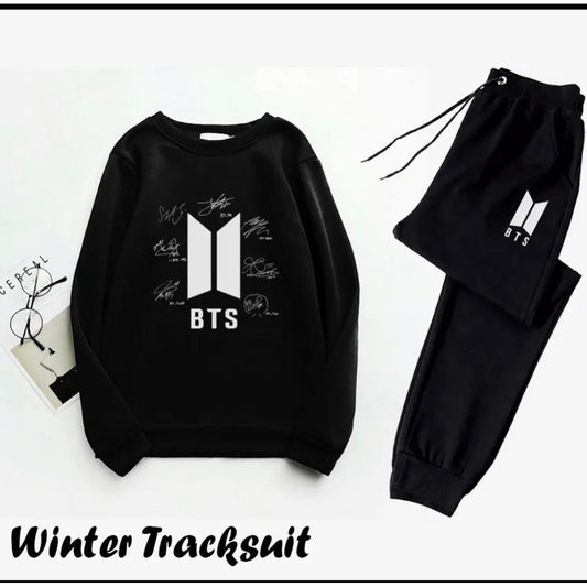 Women Black  (B-T-S) Printed Tracksuit