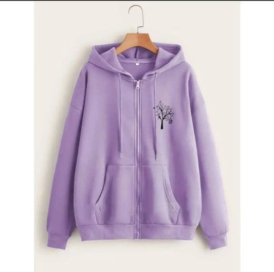 Women Winter Stylish Printed Zipper hoodie