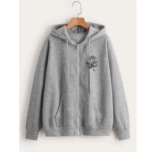 Women Winter Stylish Printed Zipper hoodie