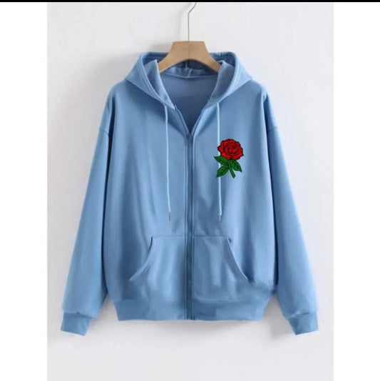 Women Winter Stylish Printed Zipper hoodie