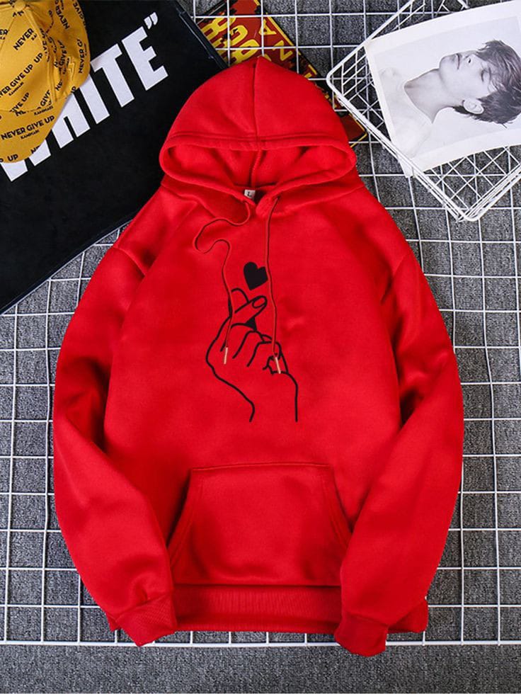 Women Winter Heart  Printed hoodie