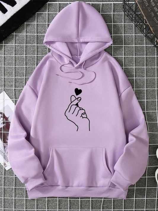 Women Winter Heart  Printed hoodie