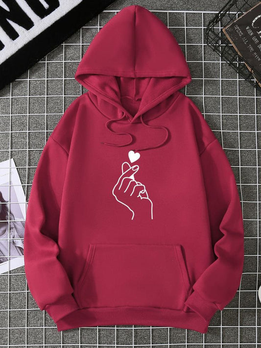 Women Winter Heart  Printed hoodie